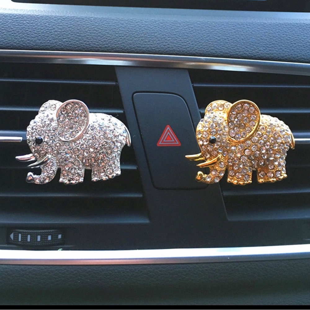 Diamond  Rhinestone Encrusted Crystal Elephant  Perfume Clip